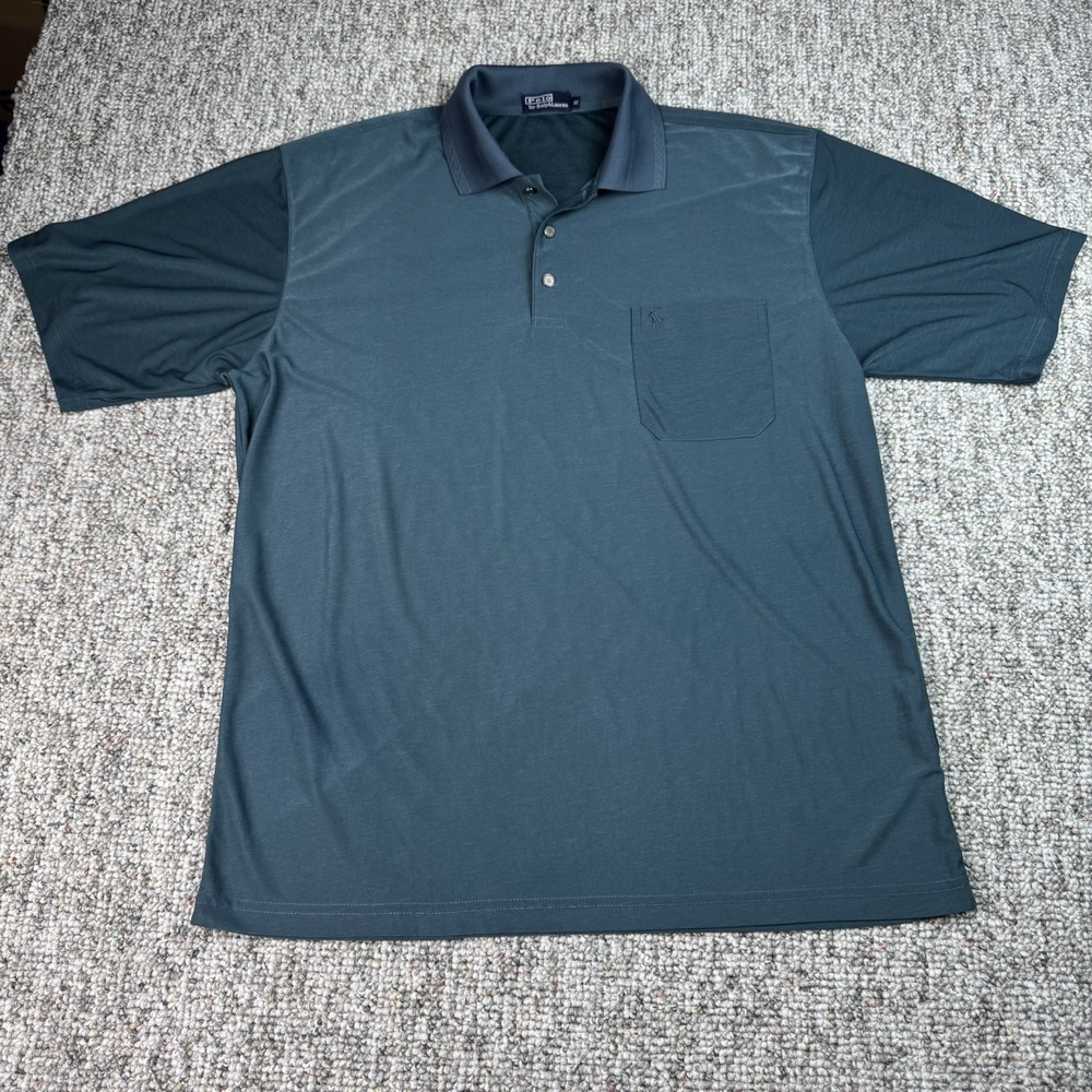 Polo Ralph Lauren Polo Shirt Mens XL Silk Golf Pocket Short Sleeve Green